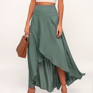 O’Neill high low maxi skirt. Ambrosia dark sage green